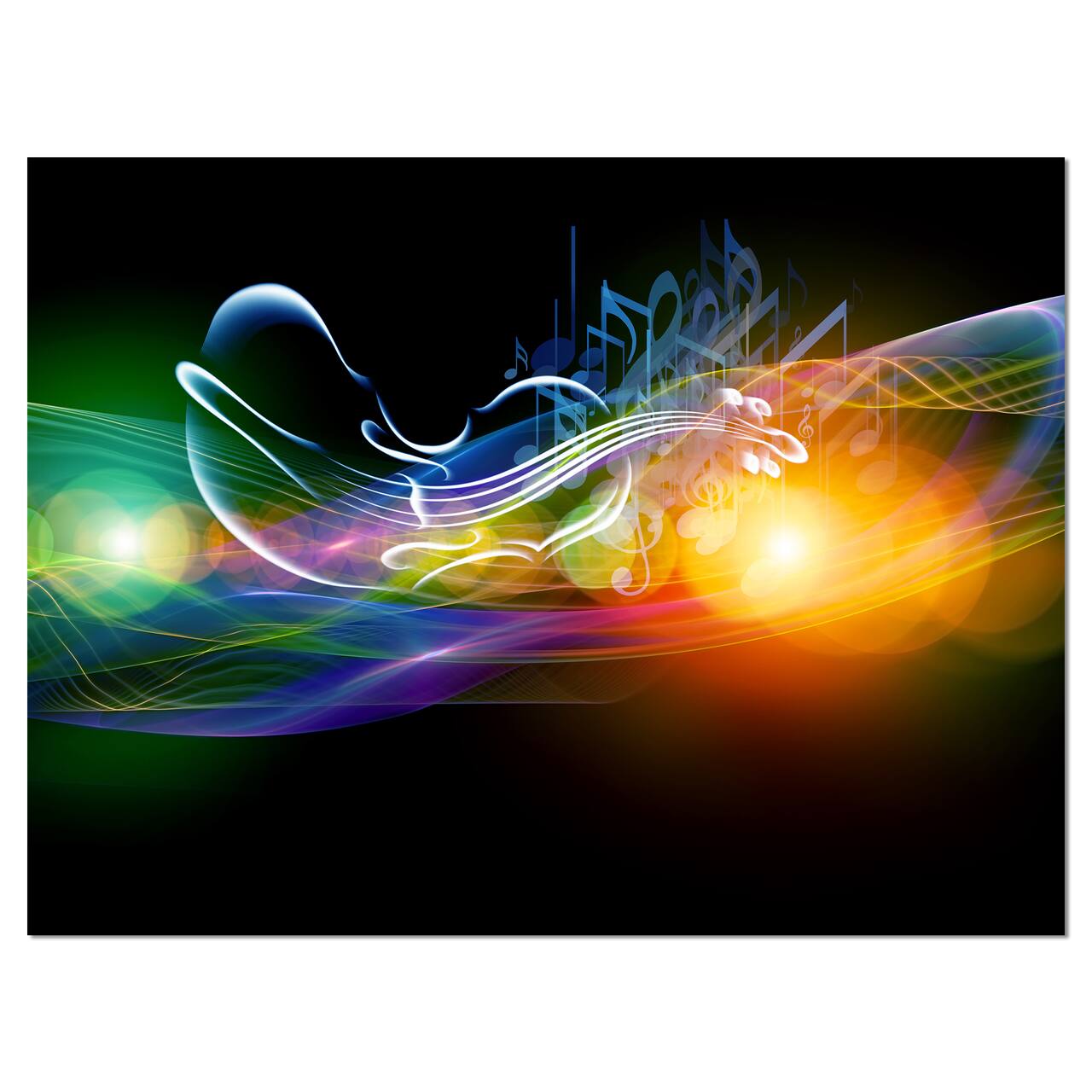 Designart - Waves of Music Fractal Design - Abstract Canvas Wall Art Print